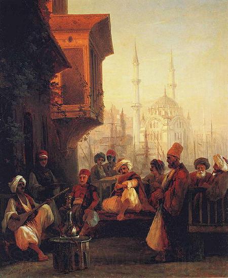 Ivan Aivazovsky Coffee-house by the Ortakoy Mosque in Constantinople Germany oil painting art
